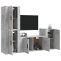 Set di Mobili Porta TV 4 pz Grigio Cemento in Legno Multistrato Set di Mobili Porta TV 4 pz Grigio Cemento in Legno Multistrato