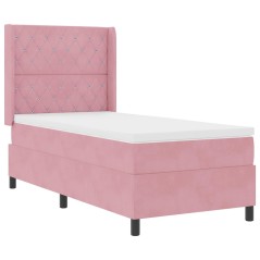 Letto Box Spring vidaXL con Materasso e LED Rosa 90x190 cm in Velluto