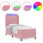 Letto Box Spring vidaXL con Materasso e LED Rosa 90x190 cm in Velluto Letto Box Spring vidaXL con Materasso e LED Rosa 90x190 cm in Velluto