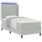 vidaXL Letto a Molle con Materasso & Luce LED Grigio Chiaro 100x200 cm Velluto vidaXL Letto a Molle con Materasso & Luce LED Grigio Chiaro 100x200 cm Velluto