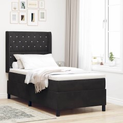 vidaXL Letto Box Spring con Materasso e LED Nero 100x200 cm Velluto