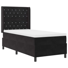 vidaXL Letto Box Spring con Materasso e LED Nero 100x200 cm Velluto