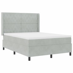 vidaXL Letto Box Spring con Materasso e Luce LED Grigio Chiaro 140x200 cm in Velluto