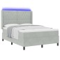 vidaXL Letto Box Spring con Materasso e Luce LED Grigio Chiaro 140x200 cm in Velluto