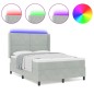 vidaXL Letto Box Spring con Materasso e Luce LED Grigio Chiaro 140x200 cm in Velluto