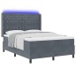 Letto Box Spring vidaXL con Materasso e LED Grigio Scuro 140x200 cm in Velluto Letto Box Spring vidaXL con Materasso e LED Grigio Scuro 140x200 cm in Velluto