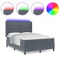 Letto Box Spring vidaXL con Materasso e LED Grigio Scuro 140x200 cm in Velluto Letto Box Spring vidaXL con Materasso e LED Grigio Scuro 140x200 cm in Velluto