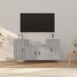 Set Mobili Porta TV 3 pz Grigio Sonoma in Legno Multistrato Set Mobili Porta TV 3 pz Grigio Sonoma in Legno Multistrato
