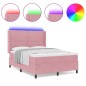 vidaXL Letto Box Spring con Materasso e LED Rosa 160x200 cm Velluto vidaXL Letto Box Spring con Materasso e LED Rosa 160x200 cm Velluto