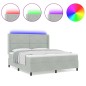 Letto Box Spring vidaXL con Materasso e Luce LED Grigio Chiaro 180x200 cm Velluto Letto Box Spring vidaXL con Materasso e Luce LED Grigio Chiaro 180x200 cm Velluto