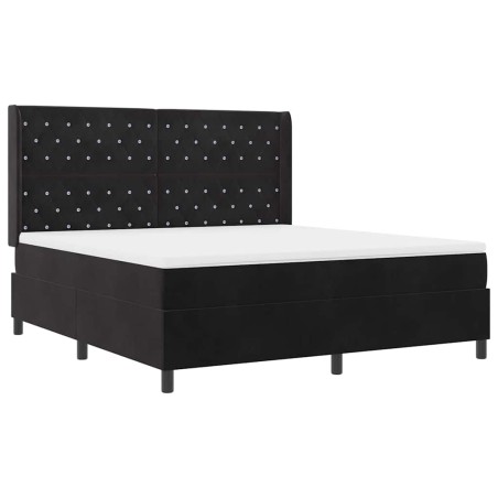 vidaXL Letto Box Spring con Materasso e LED Nero 180x200 cm Velluto