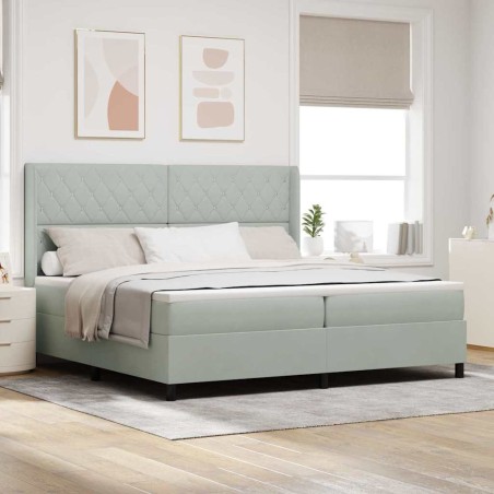 vidaXL Letto Box Spring con Materasso e Luce LED Grigio Chiaro 200x200 cm Velluto