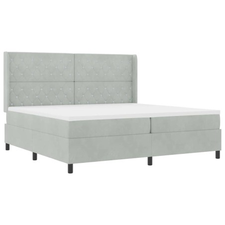 vidaXL Letto Box Spring con Materasso e Luce LED Grigio Chiaro 200x200 cm Velluto