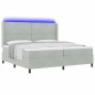 vidaXL Letto Box Spring con Materasso e Luce LED Grigio Chiaro 200x200 cm Velluto vidaXL Letto Box Spring con Materasso e Luce LED Grigio Chiaro 200x200 cm Velluto