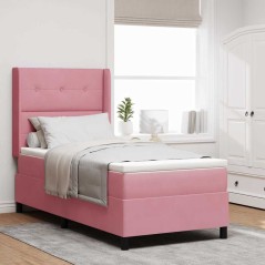 Letto a Molle VidaXL con Materasso e LED Rosa 90x190 cm Velluto