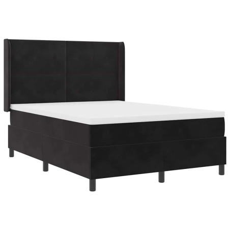 vidaXL Letto con box spring e materasso LED nero 140x190 cm in velluto