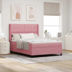 vidaXL Letto Box Spring con Materasso e LED Rosa 140x190 cm Velluto