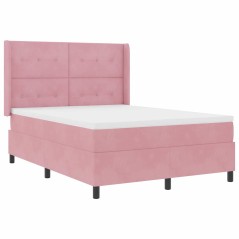 vidaXL Letto Box Spring con Materasso e LED Rosa 140x190 cm Velluto