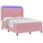 vidaXL Letto Box Spring con Materasso e LED Rosa 140x190 cm Velluto