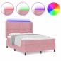 vidaXL Letto Box Spring con Materasso e LED Rosa 140x190 cm Velluto