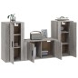 Set Mobili Porta TV 3 pz Grigio Sonoma in Legno Multistrato Set Mobili Porta TV 3 pz Grigio Sonoma in Legno Multistrato