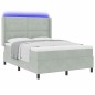 vidaXL Letto Box Spring con Materasso e Luce LED Grigio Chiaro 140x200 cm Velluto