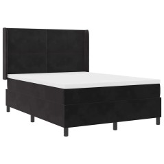 vidaXL Letto Box Spring con Materasso e LED Nero 140x200 cm Velluto