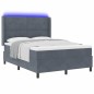 Letto Box Spring con Materasso e LED Grigio Scuro 160x200 cm in Velluto