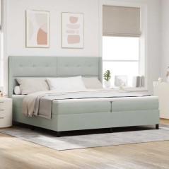 vidaXL Letto Box Spring con Materasso e Luce LED Grigio Chiaro 200x200 cm Velluto