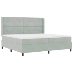 vidaXL Letto Box Spring con Materasso e Luce LED Grigio Chiaro 200x200 cm Velluto