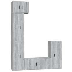 Set di Mobili Porta TV 5 pz Grigio Sonoma in Legno Multistrato