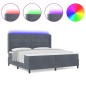vidaXL Letto Box Spring con Materasso e LED Grigio Scuro 200x200 cm in Velluto