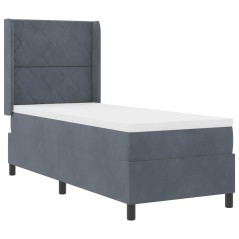 vidaXL Letto Box Spring con Materasso e LED Grigio Scuro 80x200 cm in Velluto