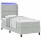 vidaXL Letto a molle insacchettate con materasso e luci LED grigio chiaro 90x190 cm in velluto vidaXL Letto a molle insacchettate con materasso e luci LED grigio chiaro 90x190 cm in velluto