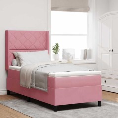 vidaXL Letto Box Spring con Materasso e LED Rosa 90x190 cm Velluto