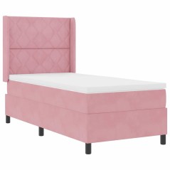 vidaXL Letto Box Spring con Materasso e LED Rosa 90x190 cm Velluto