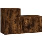 Set Mobili Porta TV 2 pz Rovere Fumo in Legno Multistrato Set Mobili Porta TV 2 pz Rovere Fumo in Legno Multistrato