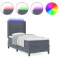vidaXL Letto a molle box con materasso e LED Grigio Scuro 100x200 cm Velluto