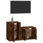 Set Mobili Porta TV 2 pz Rovere Fumo in Legno Multistrato Set Mobili Porta TV 2 pz Rovere Fumo in Legno Multistrato