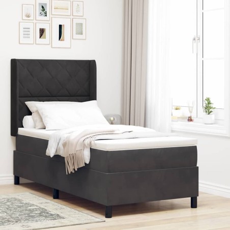 vidaXL Letto Box Spring con Materasso e LED Nero 100x200 cm Velluto