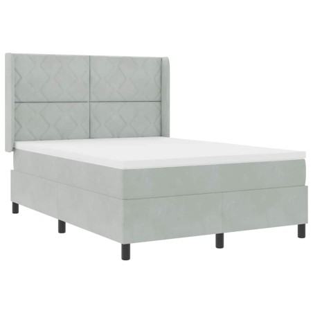 Letto a Box Spring vidaXL con Materasso e Luce LED Grigio Chiaro 140x190 cm Velluto