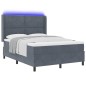 Letto a box con materasso e LED grigio scuro 140x190 cm in velluto