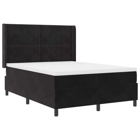 vidaXL Letto con Rete a Molla e Materasso & LED Nero 140x190 cm Velluto