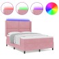 vidaXL Letto a Molle con Materasso & LED Rosa 140x190 cm Velluto