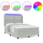 vidaXL Letto Contenitore con Materasso e Luce LED Grigio Chiaro 160x200 cm Velluto vidaXL Letto Contenitore con Materasso e Luce LED Grigio Chiaro 160x200 cm Velluto