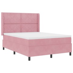 vidaXL Letto Box Spring con Materasso e LED Rosa 160x200 cm in Velluto