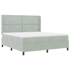 vidaXL Letto Box Spring con Materasso e Luce LED Grigio Chiaro 180x200 cm Velluto