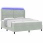 vidaXL Letto Box Spring con Materasso e Luce LED Grigio Chiaro 180x200 cm Velluto
