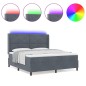 vidaXL Letto Box Spring con Materasso e LED Grigio Scuro 180x200 cm Velluto vidaXL Letto Box Spring con Materasso e LED Grigio Scuro 180x200 cm Velluto