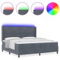 vidaXL Letto Box Spring con materasso e LED grigio scuro 200x200 cm Velluto vidaXL Letto Box Spring con materasso e LED grigio scuro 200x200 cm Velluto